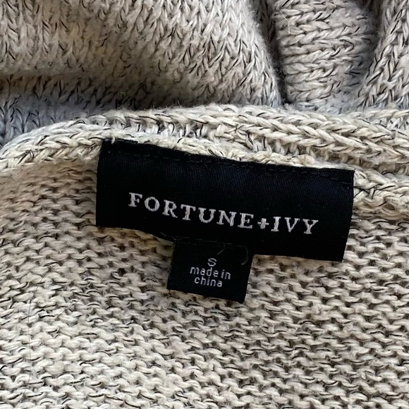 FORTUNE + IVY Longline Buckle Cardigan/ Coatigan in Heathered Oatmeal, Size S - Picture 2 of 9